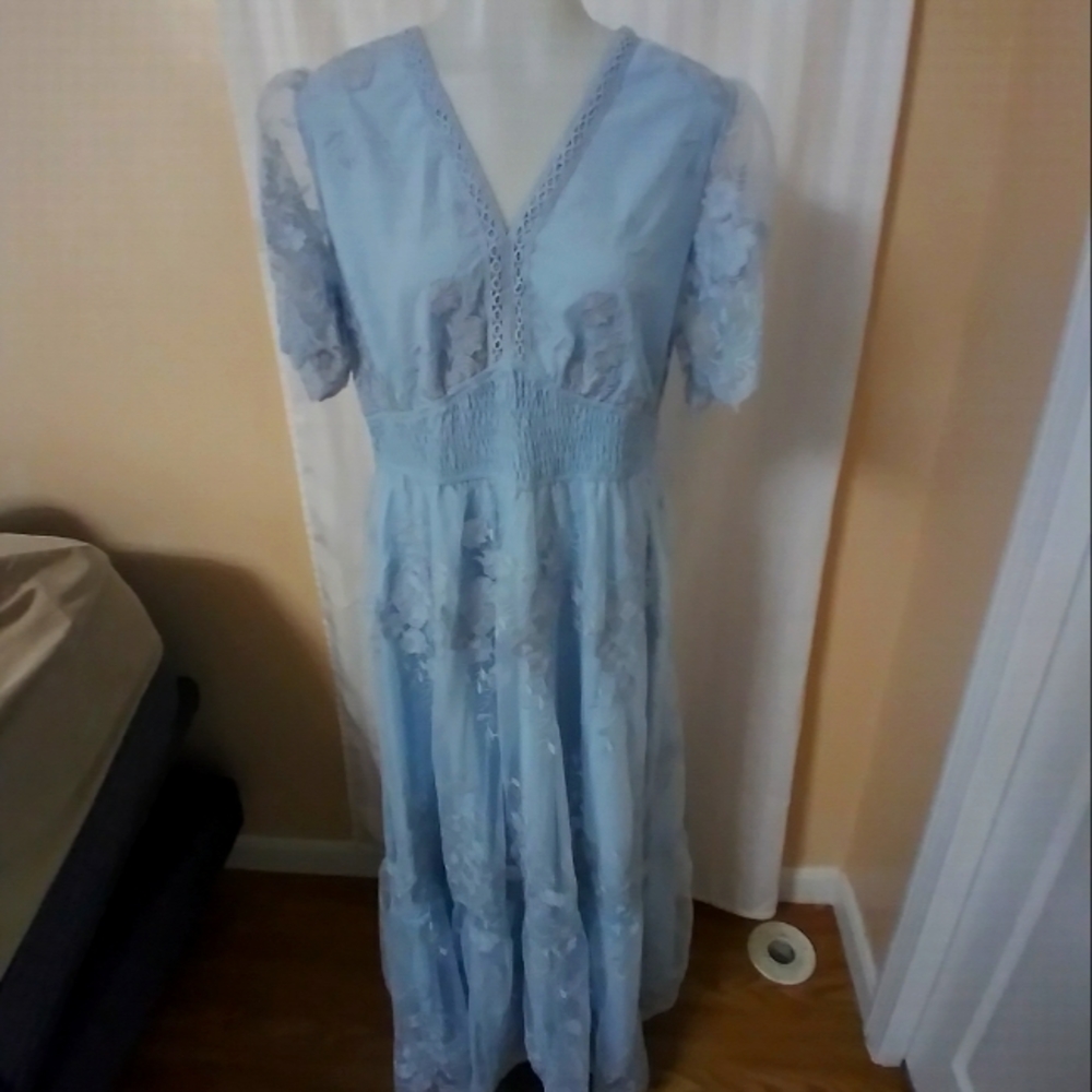 Simplee light blue lace dress